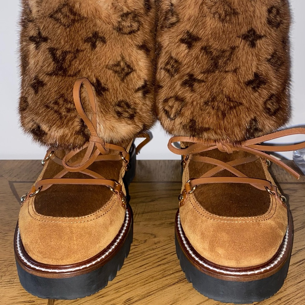 Louis Vuitton Mink & Suede Ankle Boots